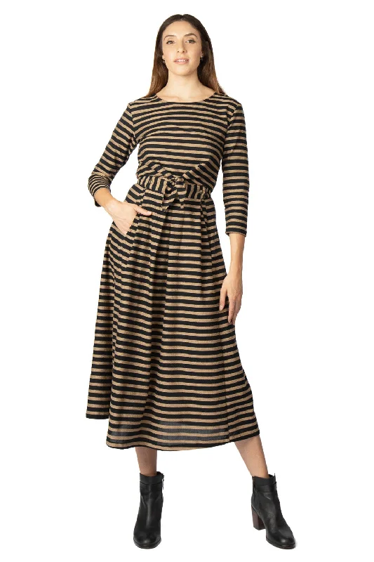 Rue Skirt in Black Stripe belted skirt waist