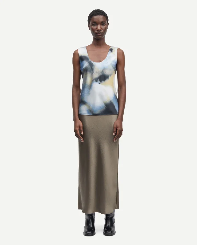 SAAGNETA LONG SKIRT 12956 / BUNGEE CORD leather skirt modern