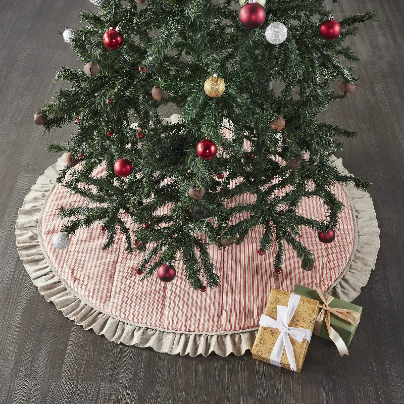 Sawyer Mill Red Ticking Stripe Christmas Tree Skirt 48 VHC Brands wool skirt warm