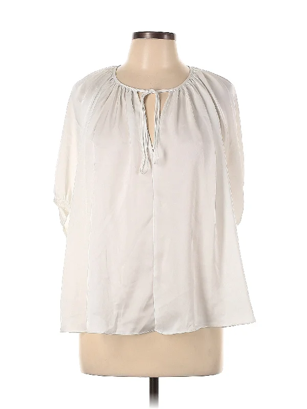 Short Sleeve Blouse Satin Bow Blouse