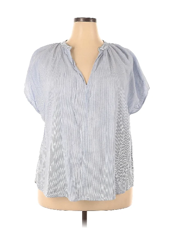 Short Sleeve Blouse Drape Neck Blouse