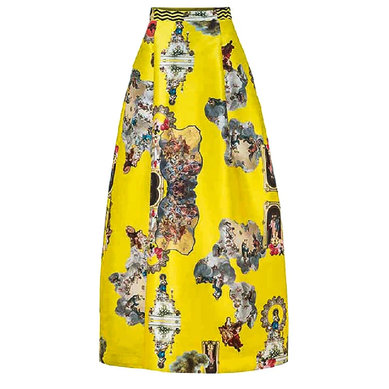 Sicily yellow long skirt leather skirt modern