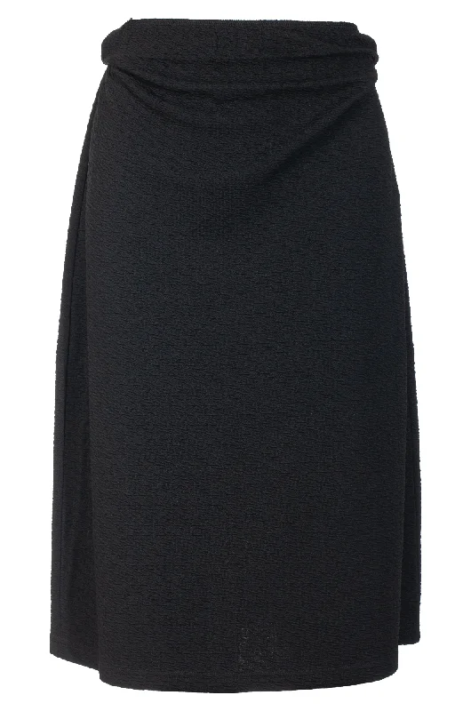 Textured pull on Skirt | Black | 7881ZZ leather skirt sleek