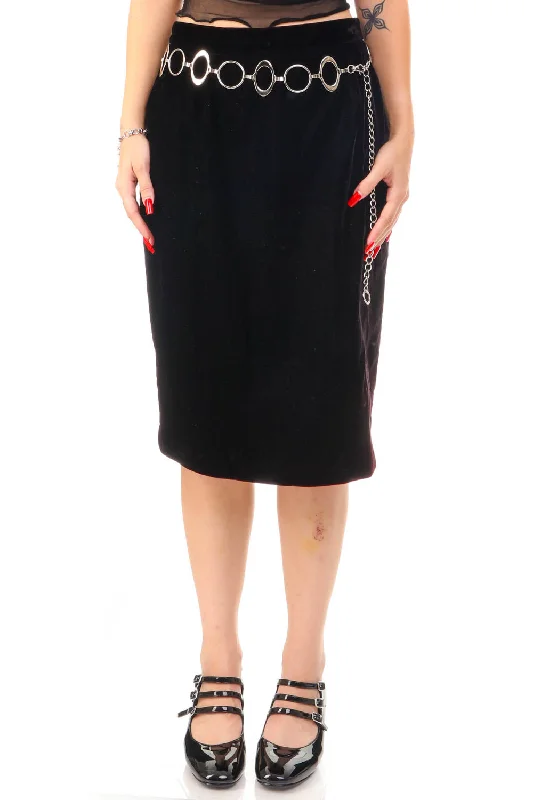 Vintage 80's Black Suede Leather Pencil Skirt - S corduroy skirt durable