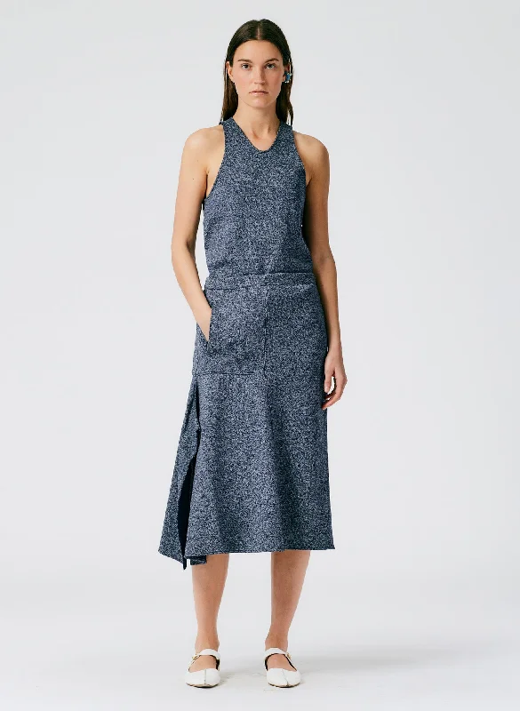 Speckled Knit Asymmetrical Flare Skirt mini skirt trendy