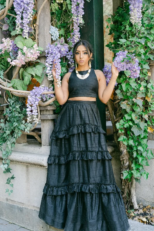 TAARA Silk Ruffle Lehenga Skirt chiffon skirt flowing