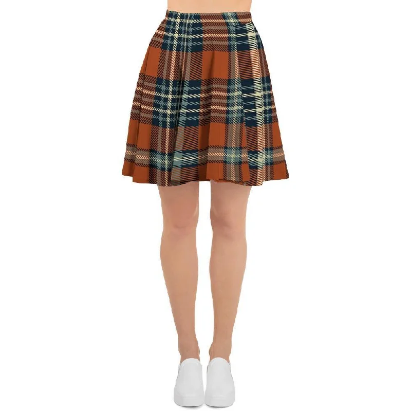 Tartan Orange Plaid Women's Skirt cashmere skirt soft