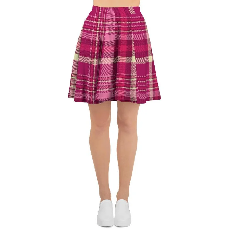 Tartan Pink Plaid Women's Skirt floral skirt print