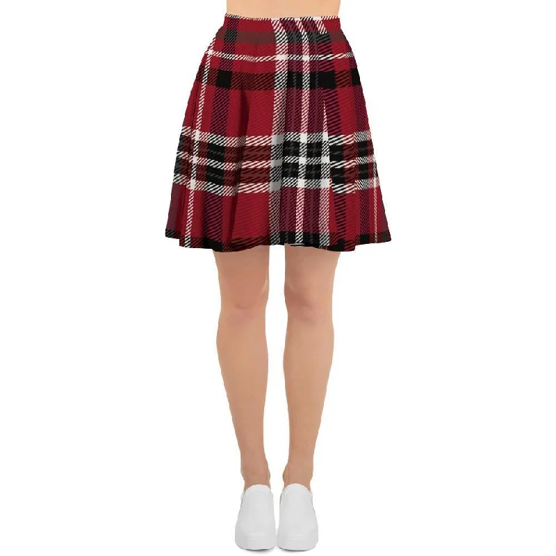 Tartan Plaid Print Women's Skirt ribbed skirt waist