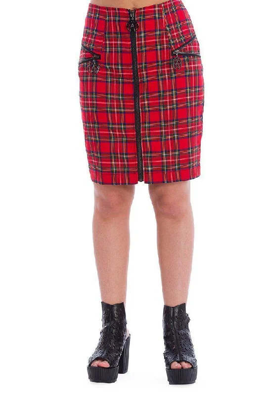 Tartan Zip Skirt wool skirt warm