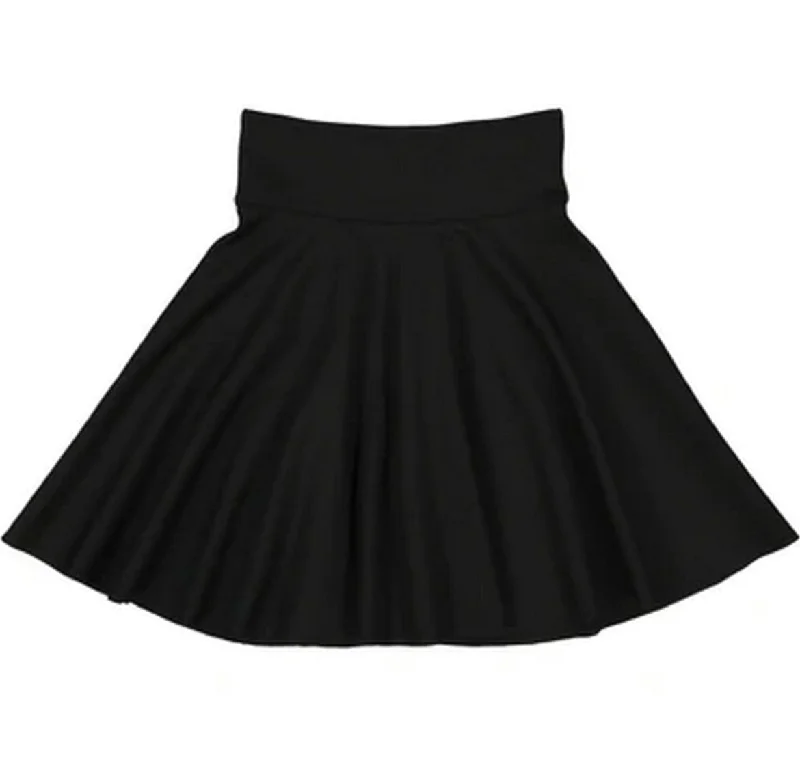 Teela Black Ponte Circle Skirt elastic waist skirt