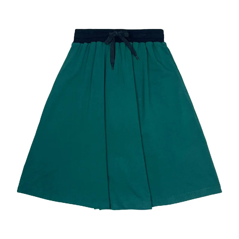 Teela Forest Green/Navy Houndstooth Skirt linen skirt breathable