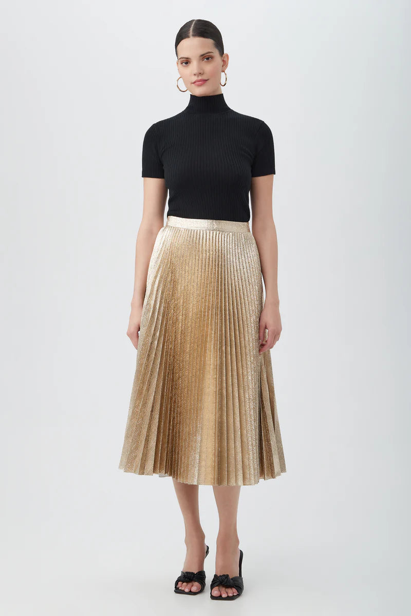 FAYE PLEATED SKIRT silk skirt lustrous