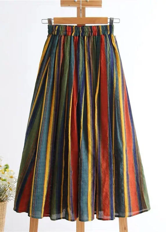 Unique Rainbow elastic waist Striped Skirt Spring modal blend skirt