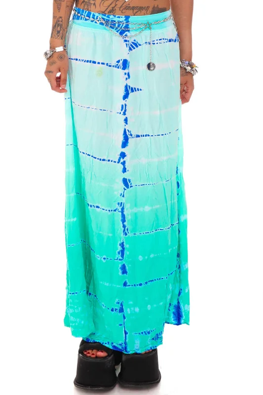 Vintage Y2K Mermaid Blue Tie-Dye Maxi Skirt - S/M spandex blend skirt