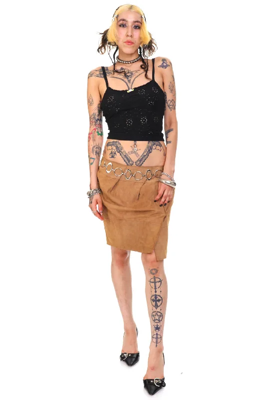 Vintage Y2K Soft Suede Leather Skirt - M/L cotton skirt soft