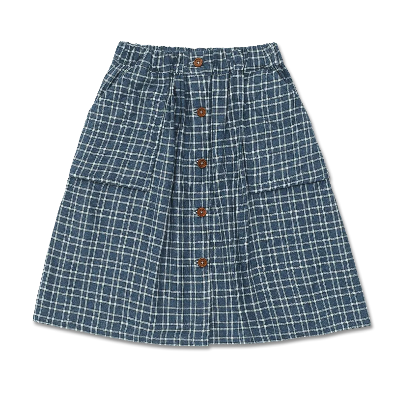 Wander + Wonder Blue Multi Plaid Quilted Skirt pencil skirt chic