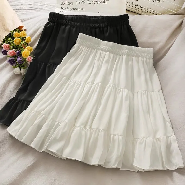 WHITE/BLACK SWEET WAIST SKIRT BY70109 breathable skirt fabric