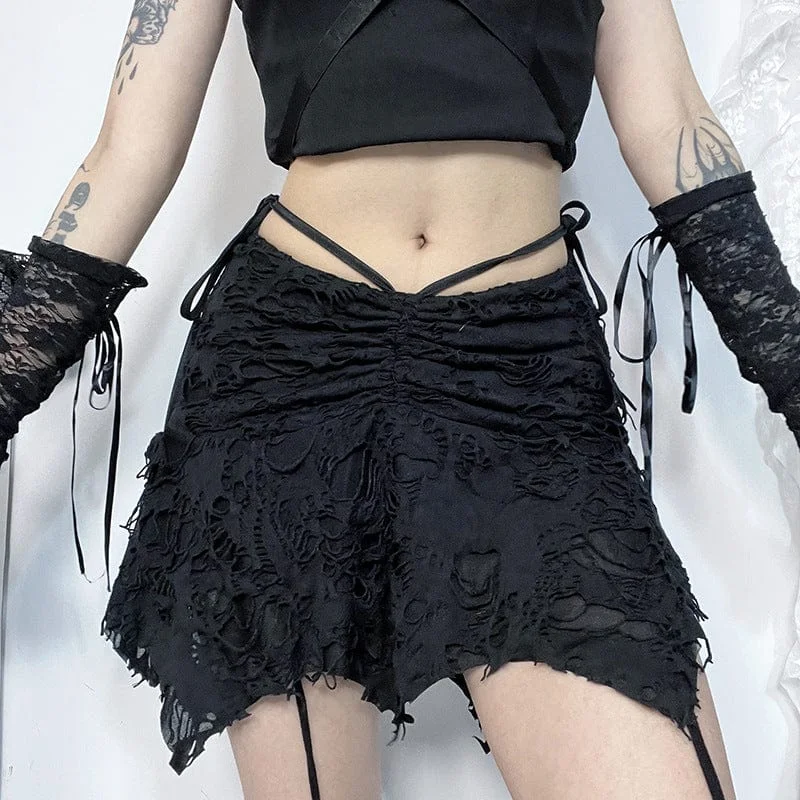 Women's Punk Irregular Ruched Ripped Skirt velvet skirt plush