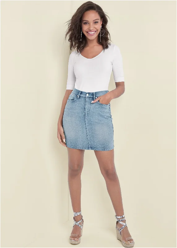 Mini Jean Skirt - Light Wash corduroy skirt cozy