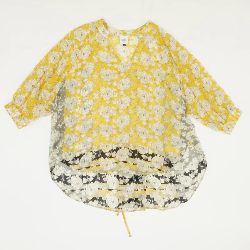 Yellow Floral 3/4 Sleeve Blouse Smart Casual Blouse