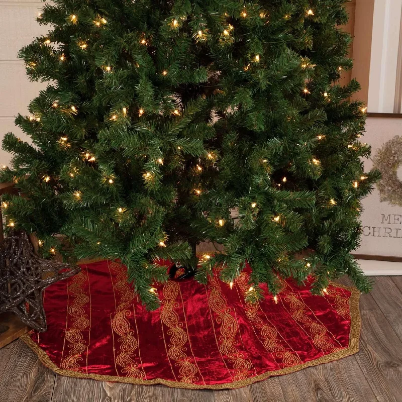 Yule Christmas Tree Skirt 48 VHC Brands velvet skirt rich