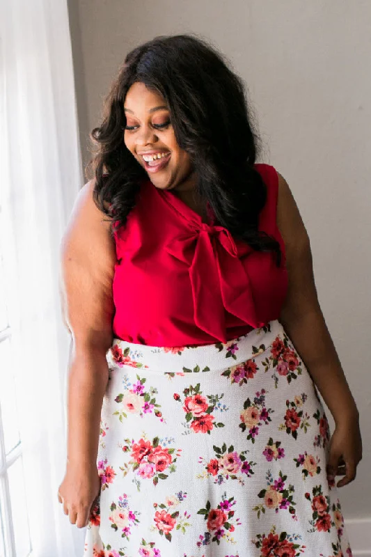 Sleeveless Bow Blouse - Red Chic Square Blouse