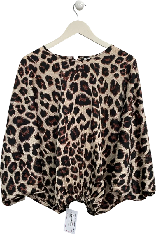 Iland Co Brown Leopard Print Blouse UK S/M Pastel Color Blouse